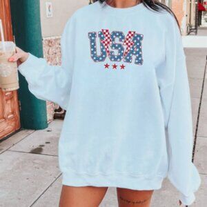 USA Sweatshirt Checkered Bolts (Color: White/New)